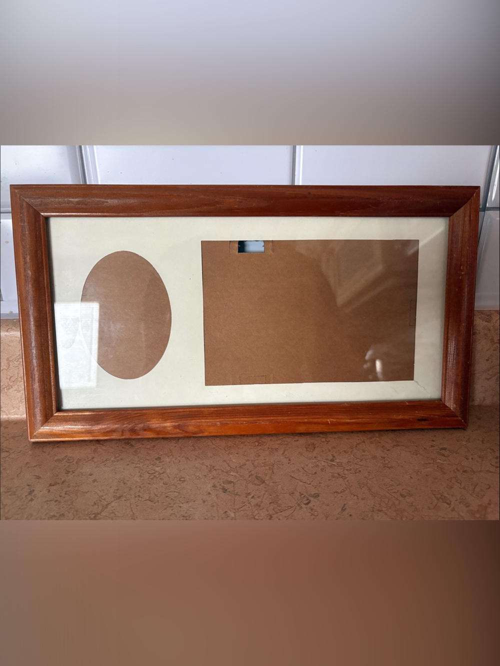 Wood Tone Rectangular Wall Frame with Cream Mat